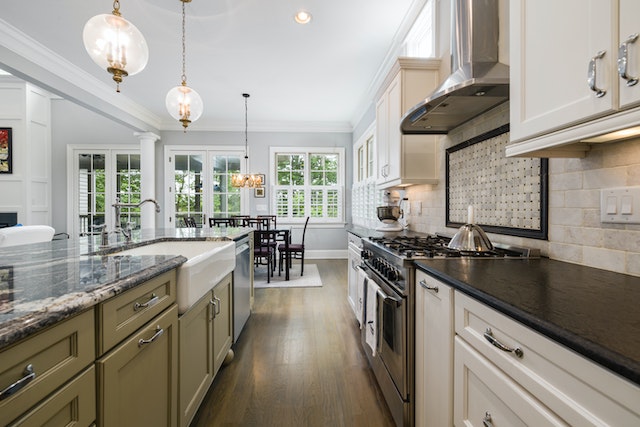 updated kitchen with stainless steel appliances and a large island