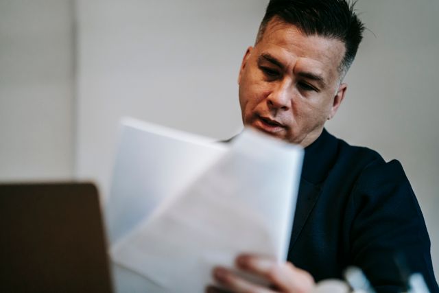 person looking at a document